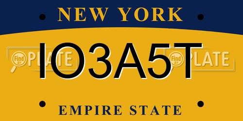 IO3A5T New York License Plate