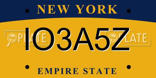 IO3A5Z New York License Plate