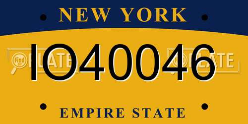 IO40046 New York License Plate