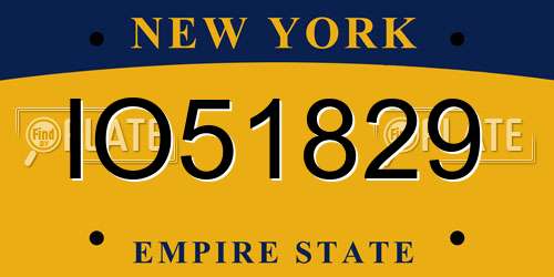 IO51829 New York License Plate