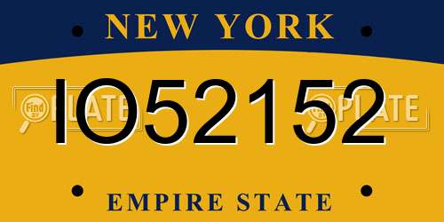 IO52152 New York License Plate