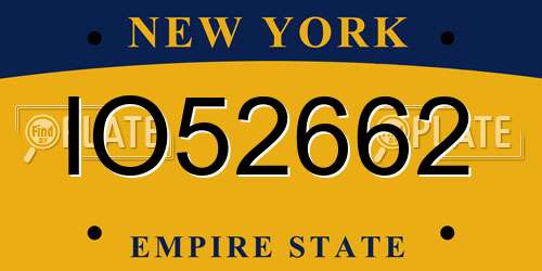 IO52662 New York License Plate