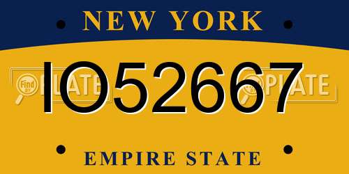IO52667 New York License Plate