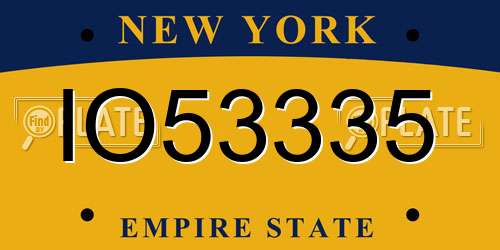 IO53335 New York License Plate
