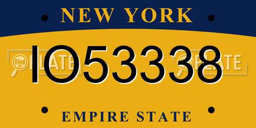 IO53338 New York License Plate