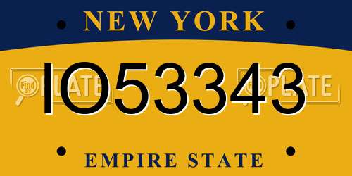 IO53343 New York License Plate