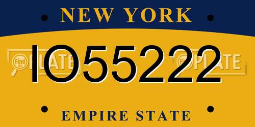 IO55222 New York License Plate
