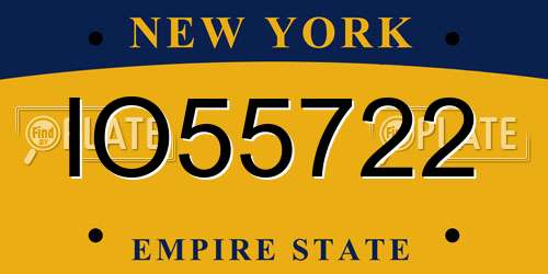 IO55722 New York License Plate