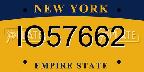 IO57662 New York License Plate