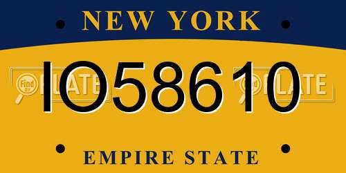 IO58610 New York License Plate