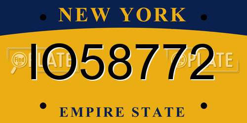 IO58772 New York License Plate