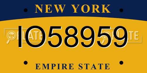 IO58959 New York License Plate