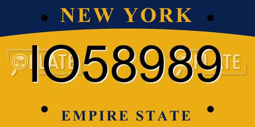 IO58989 New York License Plate