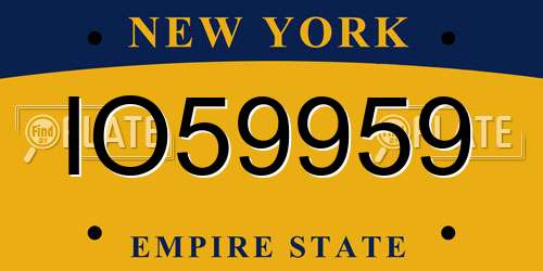 IO59959 New York License Plate