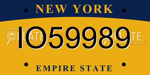 IO59989 New York License Plate