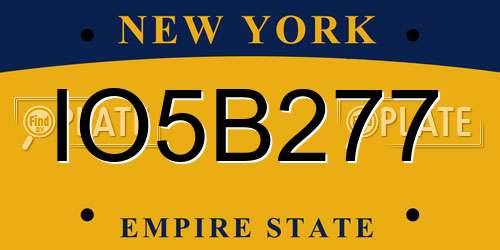 IO5B277 New York License Plate