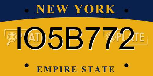 IO5B772 New York License Plate