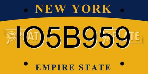 IO5B959 New York License Plate