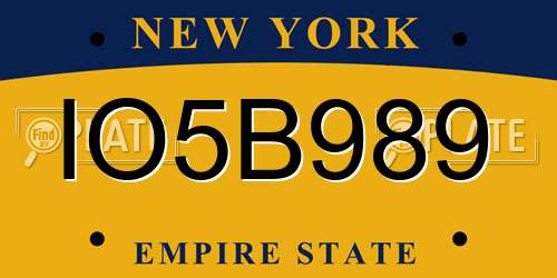 IO5B989 New York License Plate