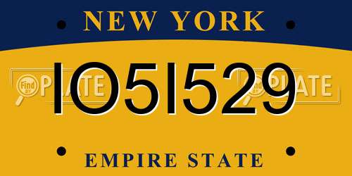 IO5I529 New York License Plate