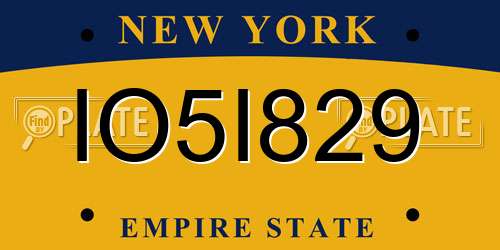 IO5I829 New York License Plate