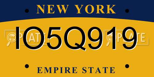 IO5Q919 New York License Plate