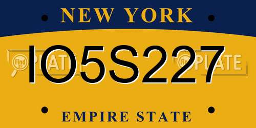 IO5S227 New York License Plate