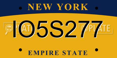IO5S277 New York License Plate