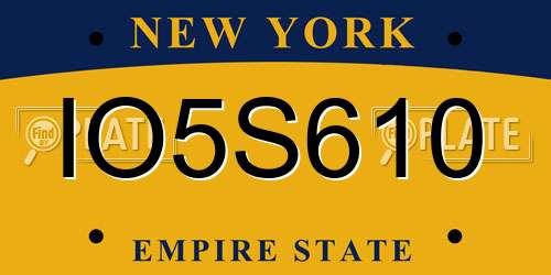 IO5S610 New York License Plate