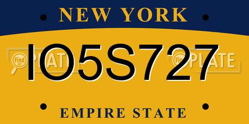 IO5S727 New York License Plate