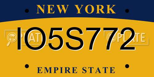 IO5S772 New York License Plate