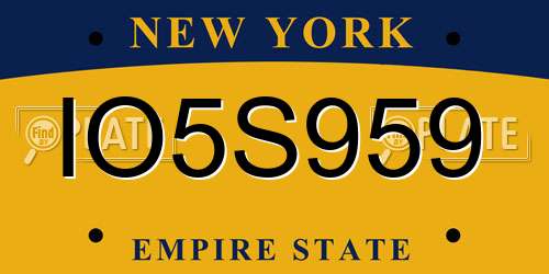 IO5S959 New York License Plate