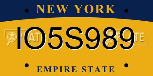 IO5S989 New York License Plate