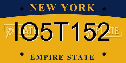 IO5T152 New York License Plate