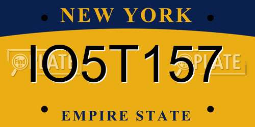 IO5T157 New York License Plate