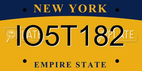IO5T182 New York License Plate