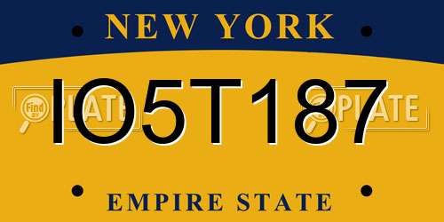IO5T187 New York License Plate