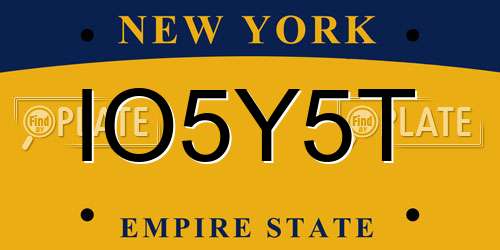IO5Y5T New York License Plate