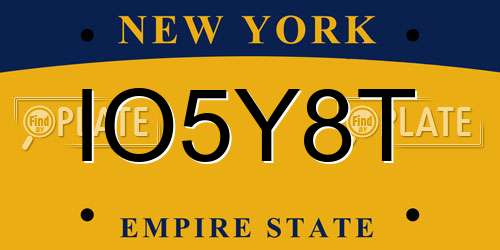 IO5Y8T New York License Plate