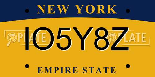 IO5Y8Z New York License Plate