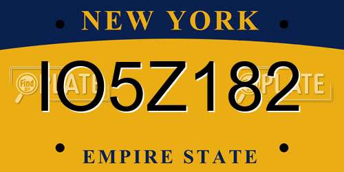 IO5Z182 New York License Plate