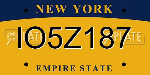 IO5Z187 New York License Plate