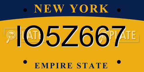 IO5Z667 New York License Plate
