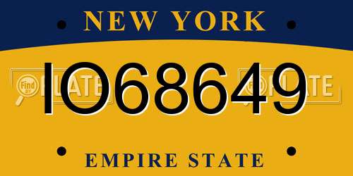 IO68649 New York License Plate