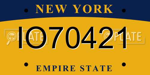 IO70421 New York License Plate