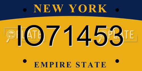 IO71453 New York License Plate