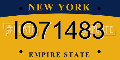 IO71483 New York License Plate