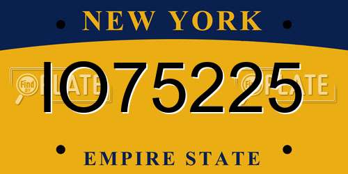 IO75225 New York License Plate