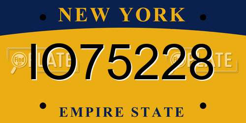 IO75228 New York License Plate