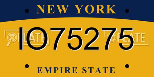IO75275 New York License Plate